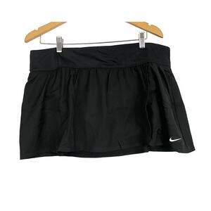 NEW Nike Solid Board Skirt 1X Black Swimsuit Bottoms Zip Pocket Side Slit Active